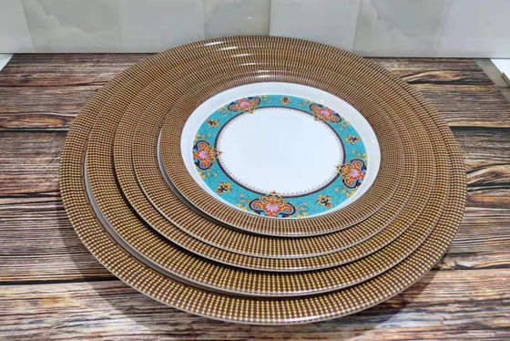 Dobra cena. BPA Free Blue Flower Design 12 sztuk talerze i miski melamina zestawy naczynia obiadowe kempingowe naczynia stołowe zmywarka naczynia bezpieczne w Internecie