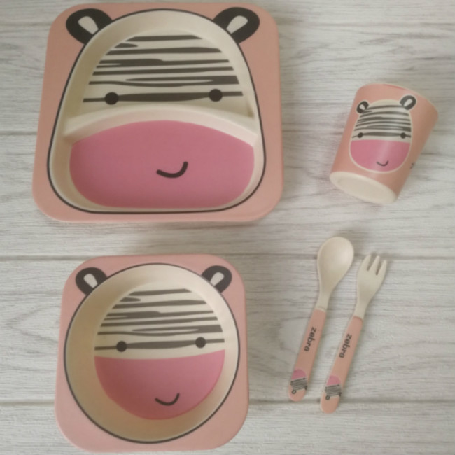 Animal Design Kids Gift Bamboo 5 sztuk Zestawy zastawy stołowej z melaminy 3